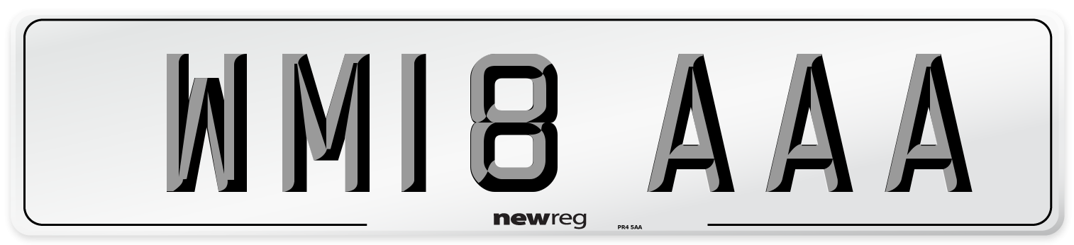 WM18 AAA Number Plate from New Reg